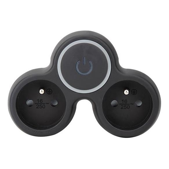 Разклонител с ключ, 2 x 10 A, черен