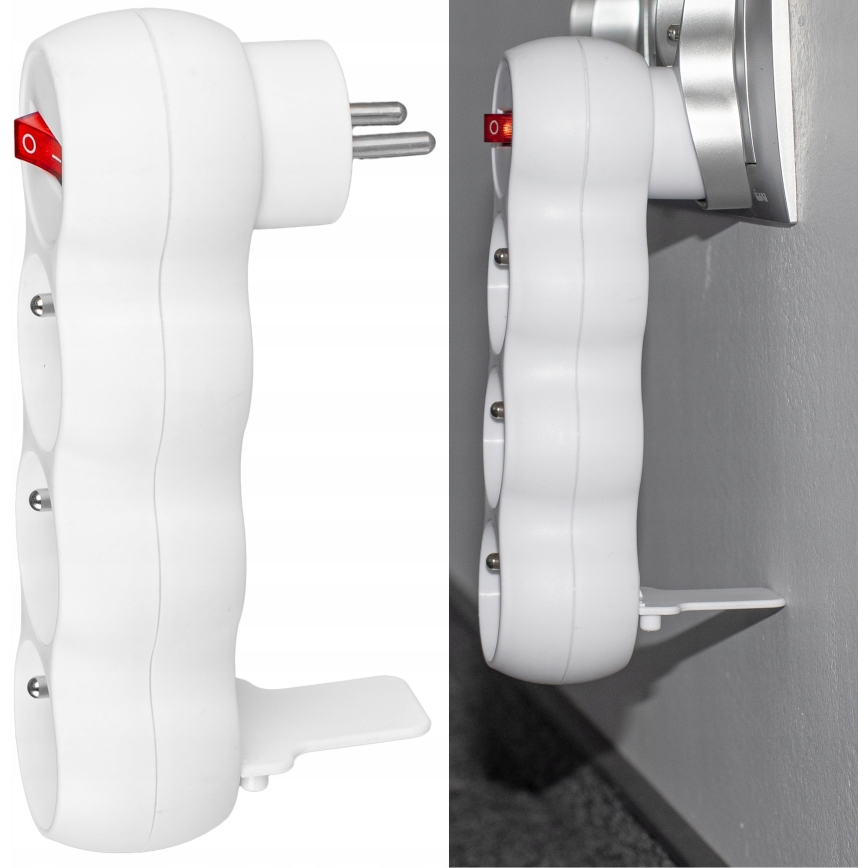 Разклонител с ключ, 3 гнезда