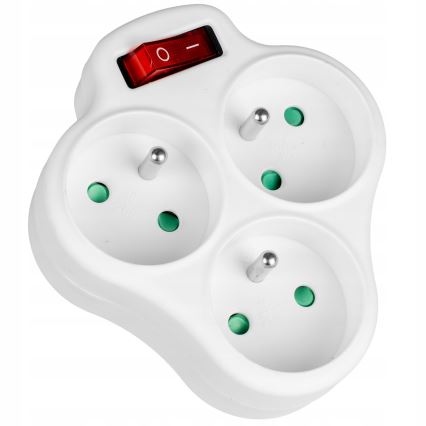 Разклонител с ключ и 3 гнезда