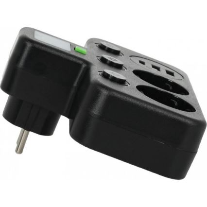 Разклонител с ключ и LED осветление LINEA PRO 2Z + 3xUSB A/C SCHUKO 4000K черен