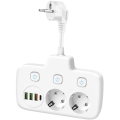 Разклонител с ключ LINEA 2x230V + 4xUSB A/C SCHUKO бял