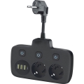 Разклонител с ключ LINEA 2x230V + 4xUSB A/C SCHUKO черен