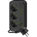 Разклонител с ключ LINEA 3x230V + 5xUSB A/C SCHUKO 5 м черен