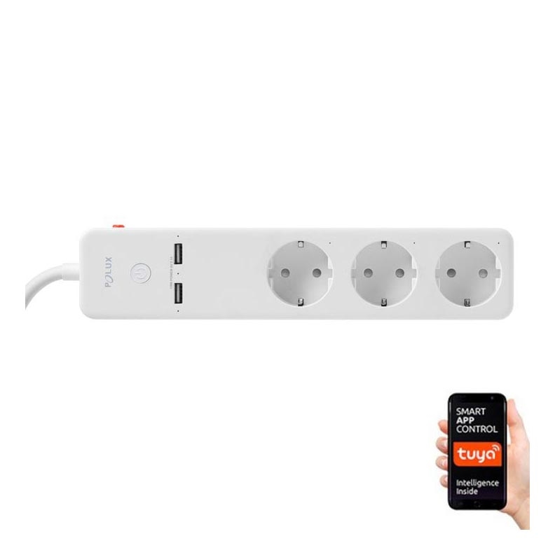 Разклонител SMART с превключвател 1,5m + 2xUSB/Wi-Fi Tuya SCHUKO
