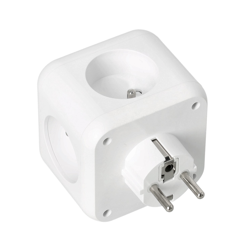 Разклонител за контакти с превключвател LINEA 3x230V + 4xUSB A/C бял