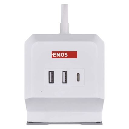 Разклонител куб с безжично зареждане QI 2Z +2xUSB-A+1xUSB-C 2 м бял