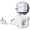 Разклонител куб с превключвател LINEA 3x230V + 4xUSB A/C бял