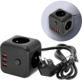 Разклонител куб с превключвател LINEA 3x230V + 4xUSB A/C черен