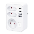 Разклонителна розетка 1x16A + 2x2,5A с 2x USB A+C зарядно, бяла