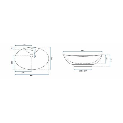REA-00692 - Мивка за плот ROSA 44x66 см, керамика, гланцово бяло