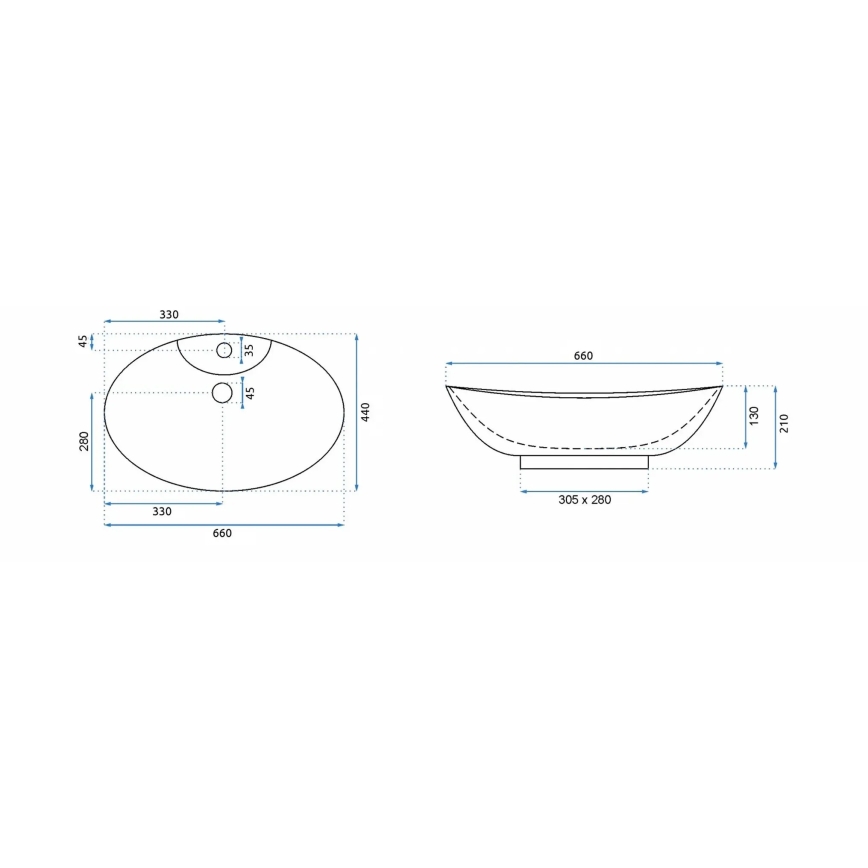 REA-00692 - Мивка за плот ROSA 44x66 см, керамика, гланцово бяло