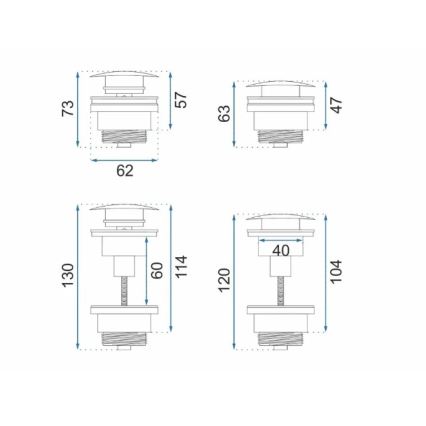 REA-A4100 - Слив за умивалник CLICK-CLACK Ø 6,4 см, гланциран черен