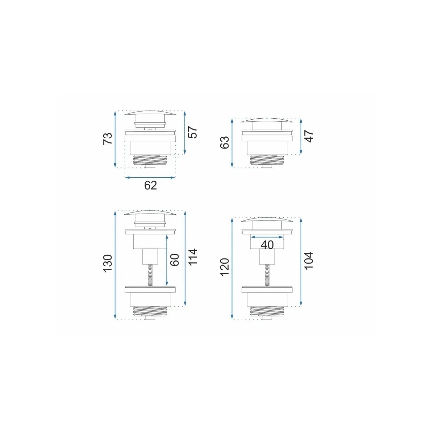 REA-A4100 - Слив за умивалник CLICK-CLACK Ø 6,4 см, гланциран черен