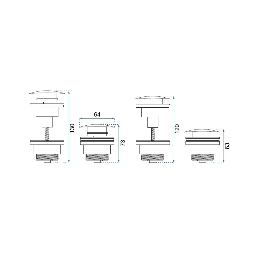 REA-A6000 - Изпразвител за мивка CLICK-CLACK, Ø 6,4 см, браширани никел