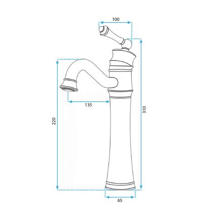 REA-B0227 - Смесител за мивка VINTAGE OLD, 31 см, черен