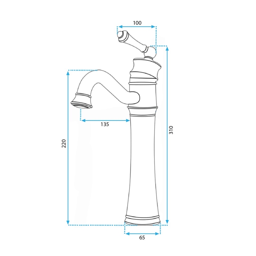 REA-B0227 - Смесител за мивка VINTAGE OLD, 31 см, черен
