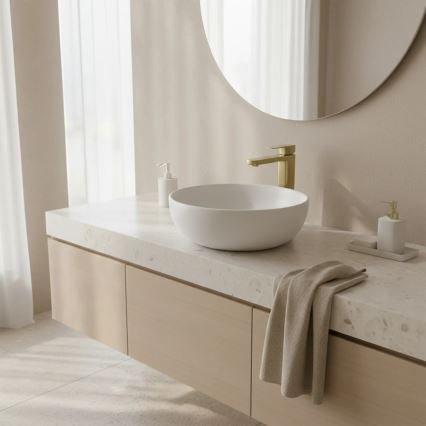 REA-B0977 - Смесител за умивалник ARLO 30 см, четкано злато