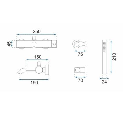REA-B1115 - Комплект за вана LUNGO, четкан мед