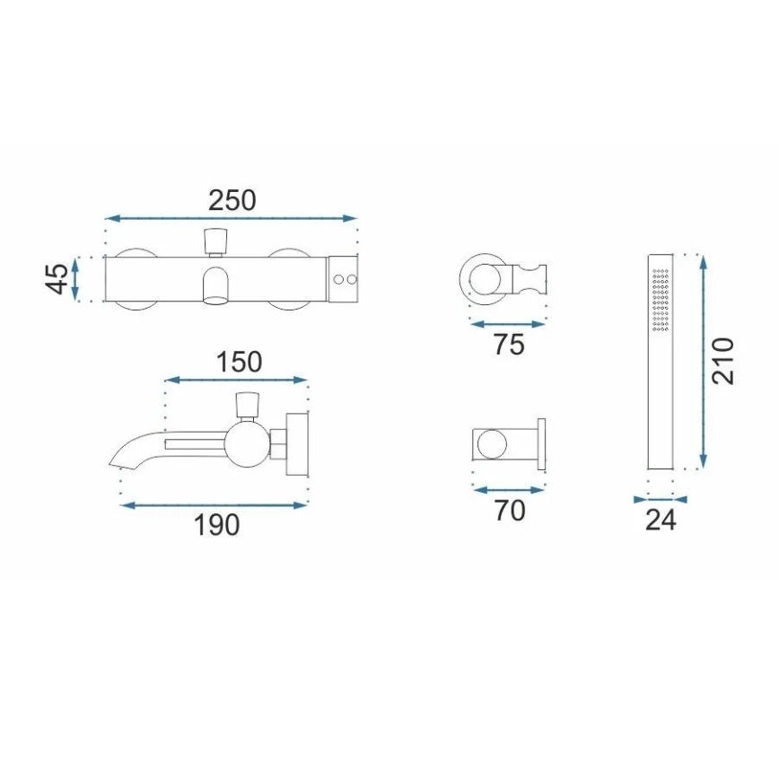 REA-B1115 - Комплект за вана LUNGO, четкан мед