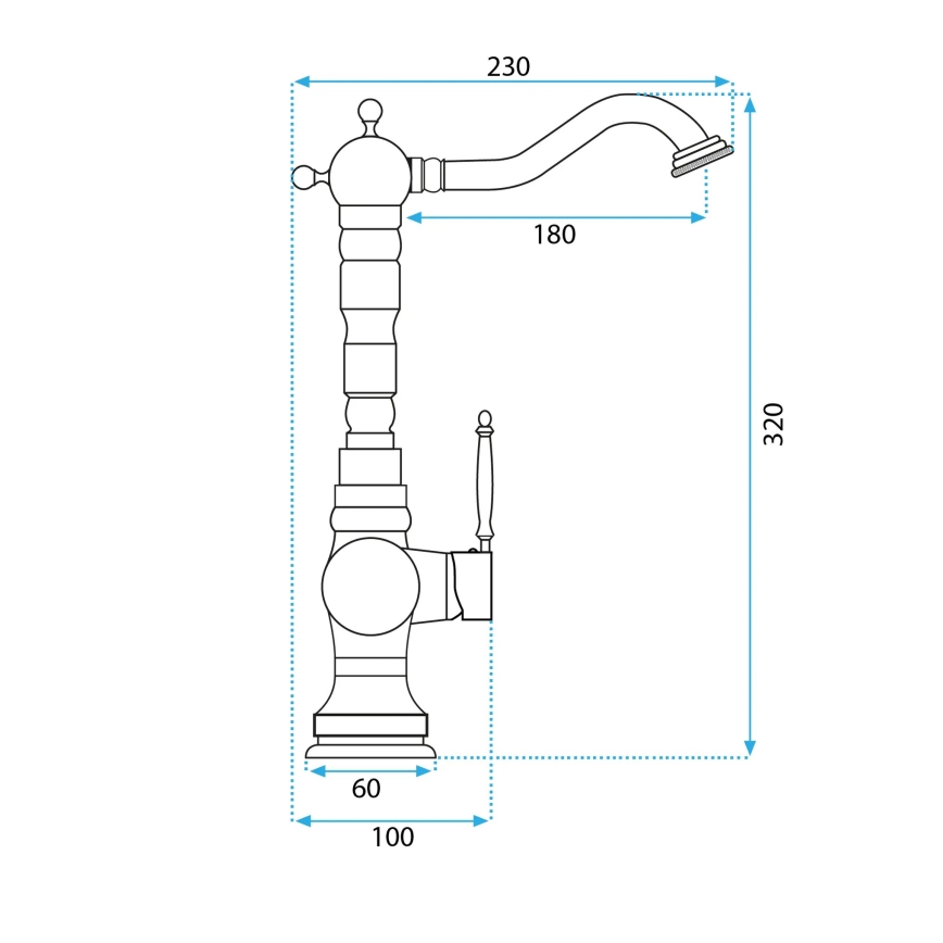 REA-B2500 - Смесител за умивалник VENICE, 32 см, матирано златно покритие
