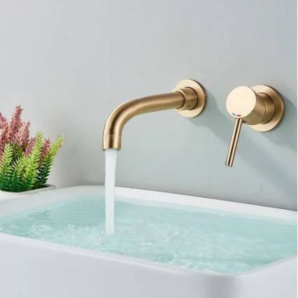 REA-B4109 - Смесител за мивка за вграден монтаж LUNGO, четкано злато