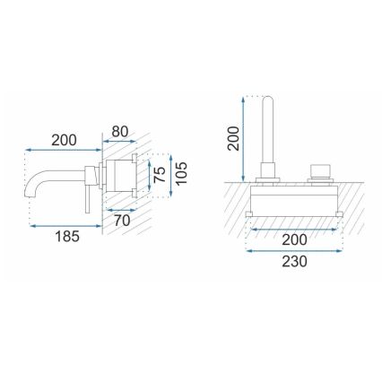 REA-B4109 - Смесител за мивка за вграден монтаж LUNGO, четкано злато