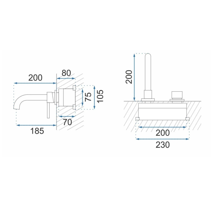 REA-B4109 - Смесител за мивка за вграден монтаж LUNGO, четкано злато