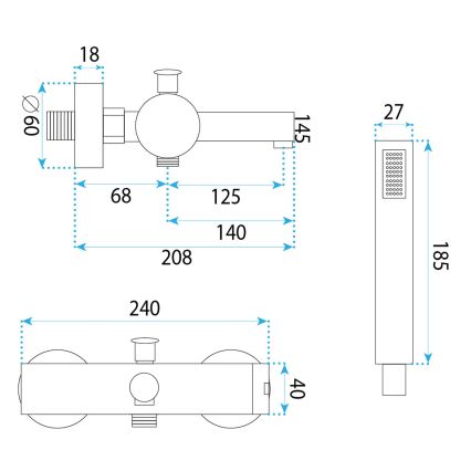 REA-B4523 - Комплект за вана PIXEL в матово черно