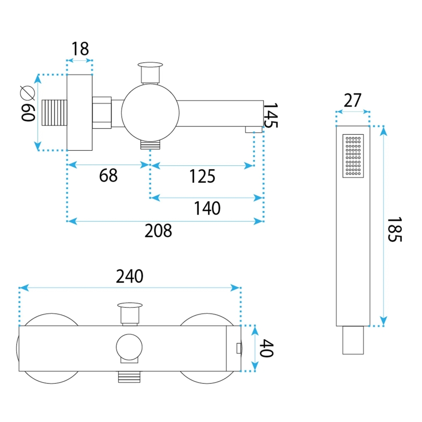 REA-B4524 - Комплект за вана PIXEL златист
