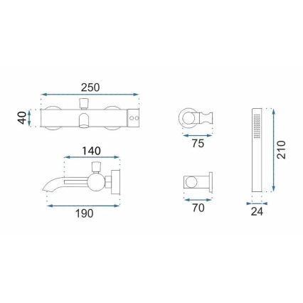REA-B4567 - Комплект за вана LUNGO, четкан мед