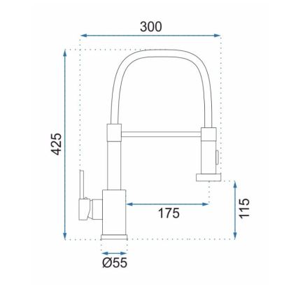 REA-B4821 - Смесител за мивка COLIN с изтеглящ се душ, 42,5 см, четкано злато