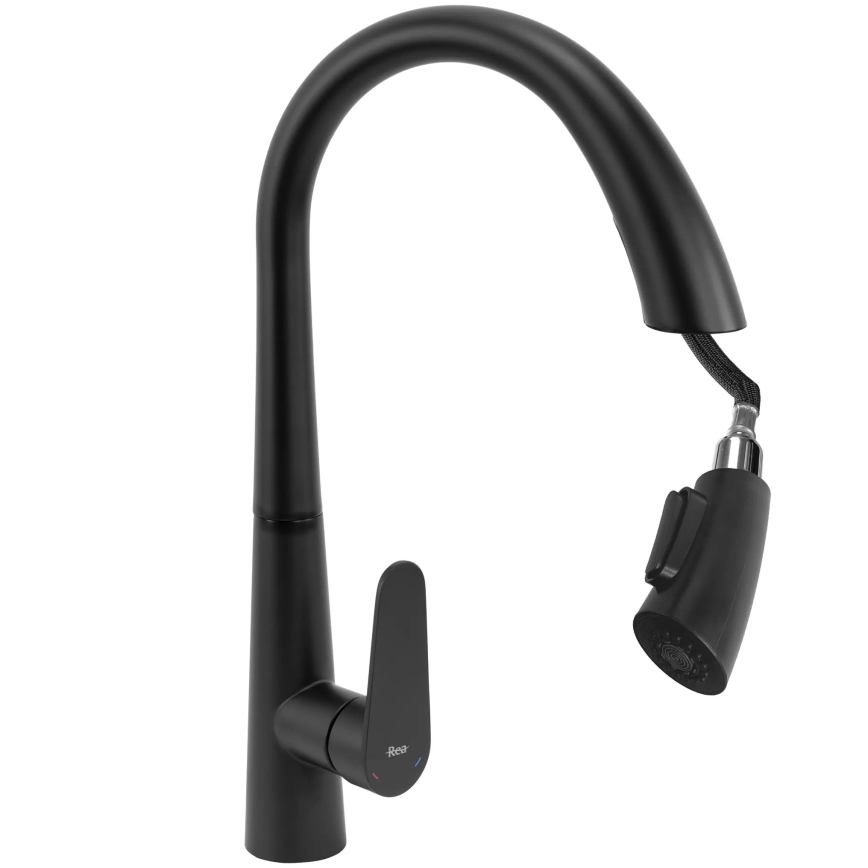 REA-B5313 - Смесител за мивка с изтегляща се лейка ROSS 43 cm черен