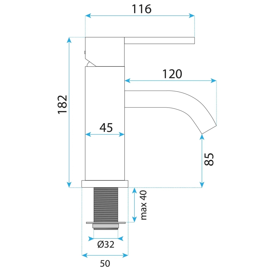 REA-B5504 - Смесител за мивка ONTARIO 17,5 см черен