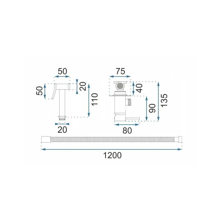 REA-B6311 - Смесител за биде с ръчен душ за вграден монтаж LUNGO, матово златно покритие