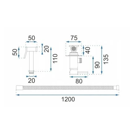REA-B6311 - Смесител за биде с ръчен душ за вграден монтаж LUNGO, матово златно покритие