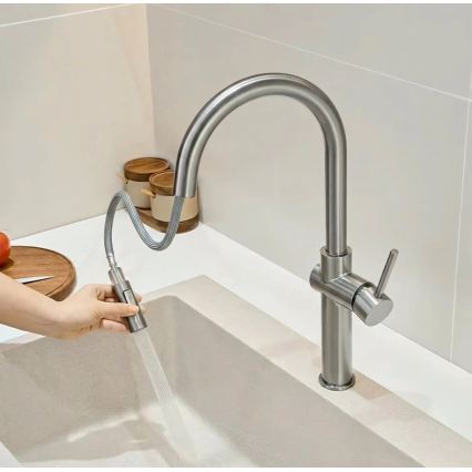 REA-B6330 - Смесител за мивка с изтегляща се душ глава FRESH 45 см никел