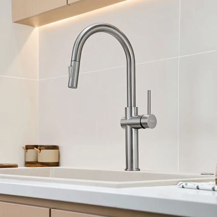 REA-B6330 - Смесител за мивка с изтегляща се душ глава FRESH 45 см никел