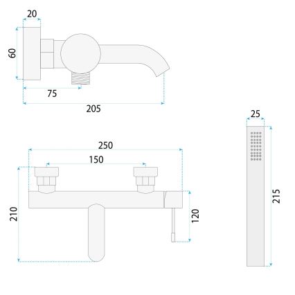 REA-B6447 - Комплект за вана LUNGO DIAMOND лъскав хром