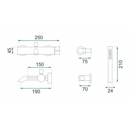 REA-B6635 - Комплект за вана LUNGO златен
