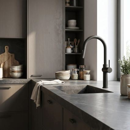 REA-B7200 - Смесител за мивка с изтеглящ се душ FRESH 45 см черен