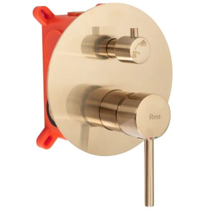 REA-B7503 - Комплект за вана с вграден смесител LUNGO, четкано злато