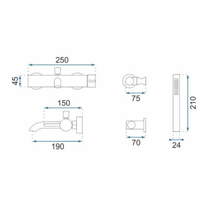 REA-B8030 - Комплект за вана LUNGO, матово бяло