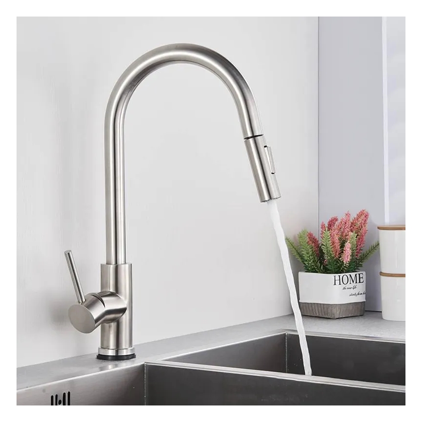 REA-B9146 - Смесител за мивка с изтегляща се душ глава FRESH 39,5 cm никел