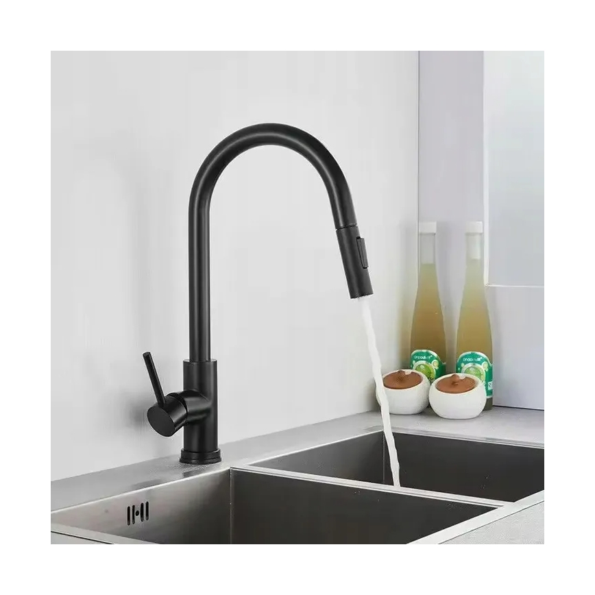 REA-B9147 - Смесител за мивка с изтеглящ се душ FRESH 39,5 см матово черен