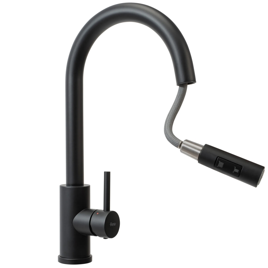 REA-B9147 - Смесител за мивка с изтеглящ се душ FRESH 39,5 см матово черен