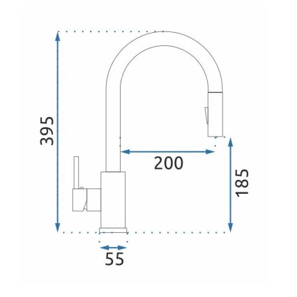 REA-B9147 - Смесител за мивка с изтеглящ се душ FRESH 39,5 см матово черен