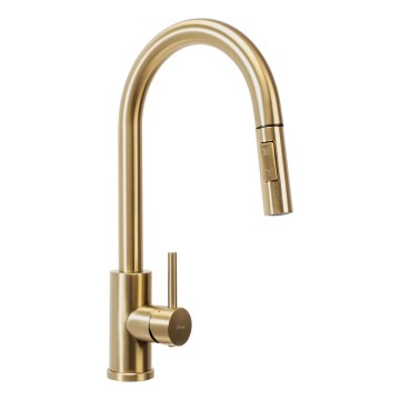 REA-B9148 - Смесител за кухненска мивка с изтегляща се душ-лейка FRESH 39,5 cm четкано злато