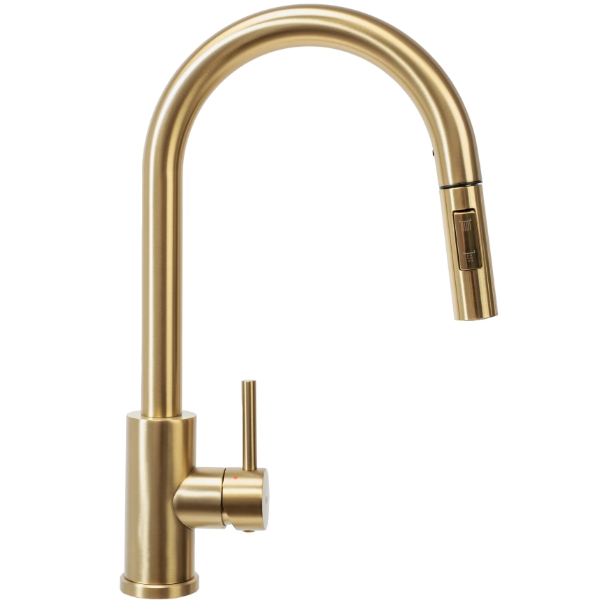 REA-B9148 - Смесител за кухненска мивка с изтегляща се душ-лейка FRESH 39,5 cm четкано злато