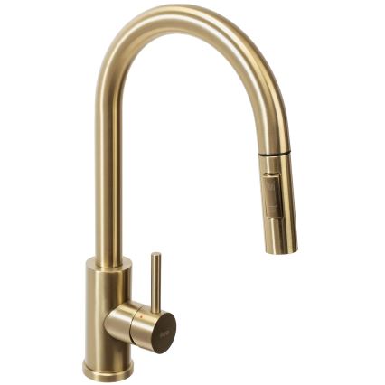 REA-B9148 - Смесител за кухненска мивка с изтегляща се душ-лейка FRESH 39,5 cm четкано злато