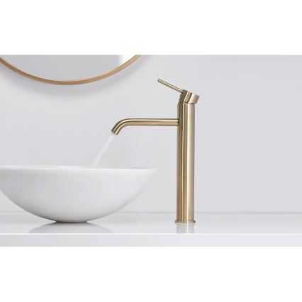 REA-B9409 - Смесител за умивалник LUNGO 28 см златист